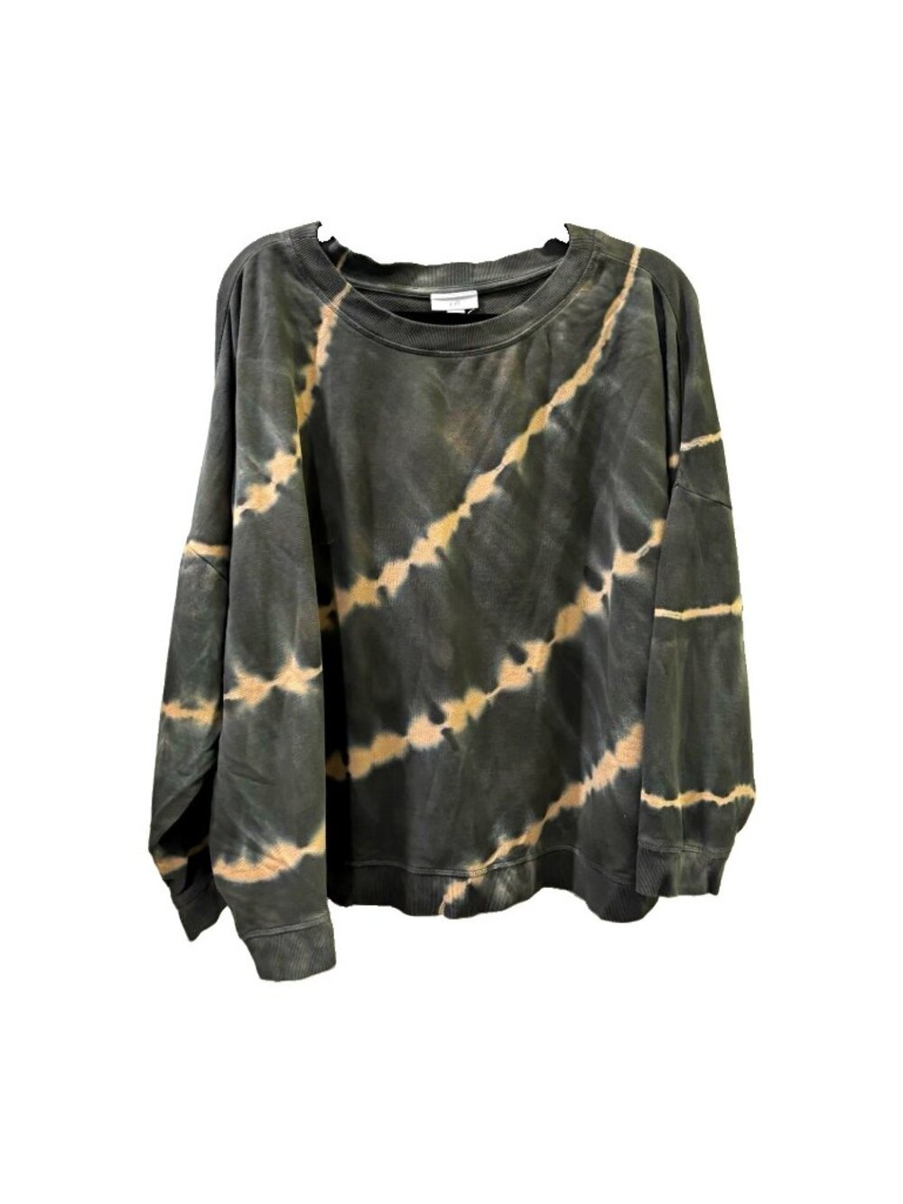 J. Jill Tie-Dye french terry Pullover Sweatshirt Crew Neck Green Beige Size 3X